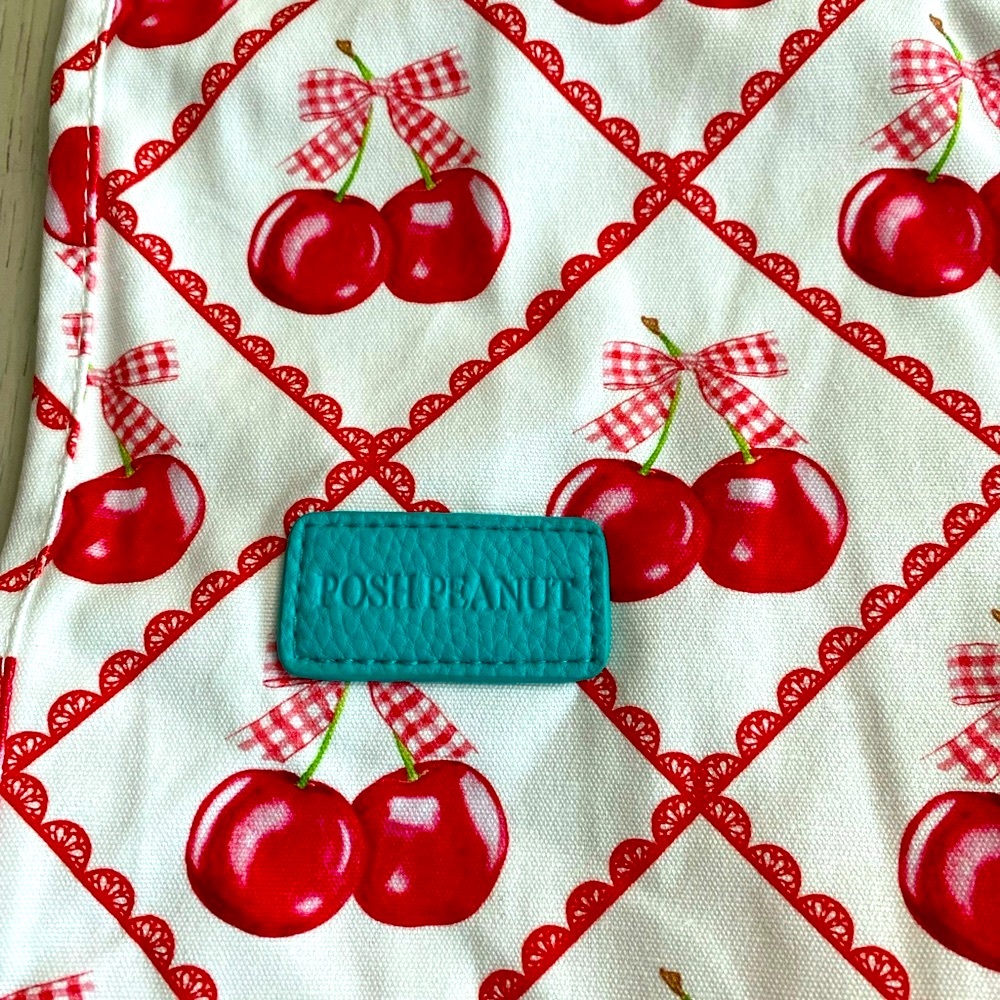 Posh Peanut Red & White Cherry Bows Cloth Tote Travel Diaper Teacher Bag - Picture 4 of 7